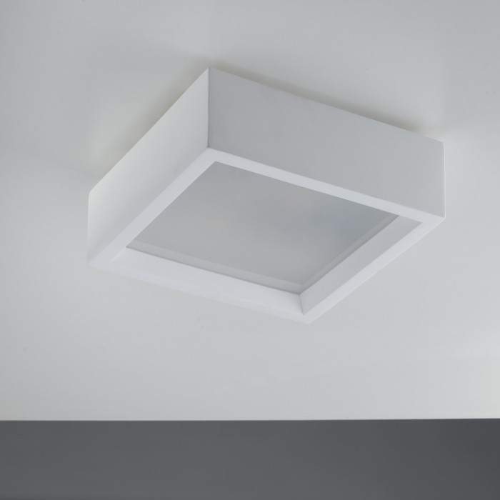 Plafoniera gesso verniciato bianco 2xe27 