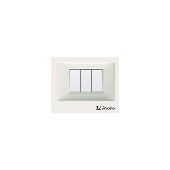 Placca 3 moduli, tecnopolimero, avorio 14653.02