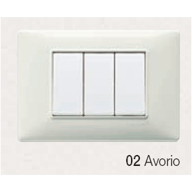 Placca 3 moduli, tecnopolimero, avorio 14653.02