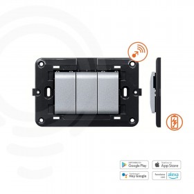 Comando grigio domotico a parete stand-alone con adesivo sensore di temperatura integrato   