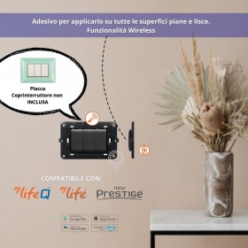 Comando grigio domotico a parete stand-alone con adesivo sensore di temperatura integrato   