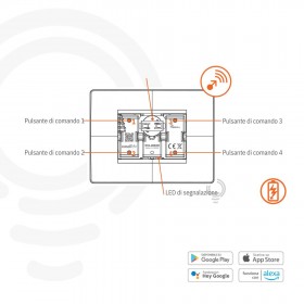 Commande autonome murale domotique grise avec autocollant capteur de température intégré