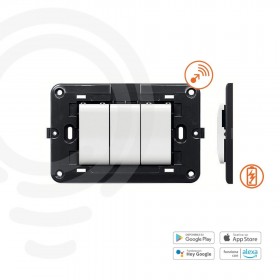 Comando bianco domotico a parete stand-alone con adesivo sensore di temperatura integrato  