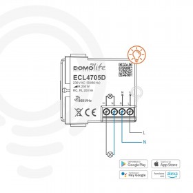 Home automation gray modular dimmer with 1 controlled circuit 230V for incandescent lamps, dimmable led halogen and dimmable CFL