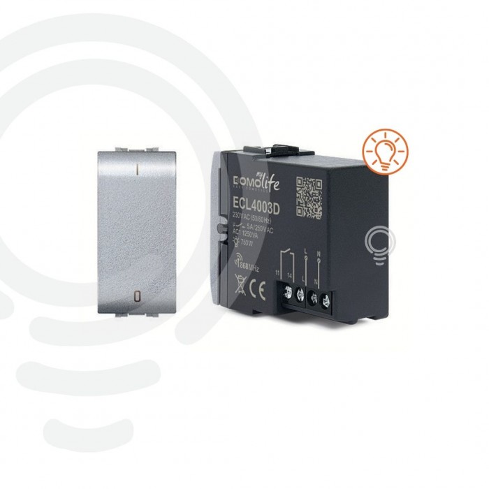 Interrupteur domotique modulaire gris avec 1 circuit...