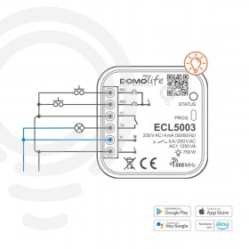 Attuatore domotico da incasso con 1 circuito comandato e 2 ingressi cablati