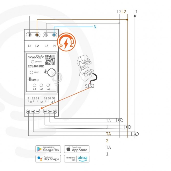 Compteur de consommation dénergie triphasé pour barre DIN 2