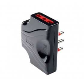 Triple extra-flat electric plug 3 sockets 10/16 plug 16A T Black