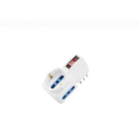 Triple electric plug with switch plug 10A T white 1 schiuko