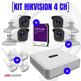Kit videosorveglianza canali 4 turret 4 pezzi da 2megapixel 1 fvr turbo had hiwatch series 4 aliment