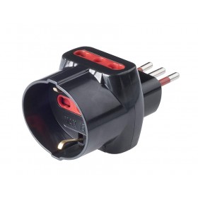 Tripla spina adattatore 10a+t+unel bivalente nero RS78046T