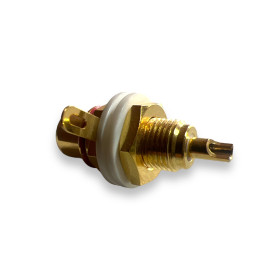 Gold metal panel RCA socket with black line