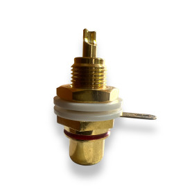Gold metal panel RCA socket with black line