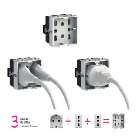 Presa universale living light unel schuko bipasso 10/16a