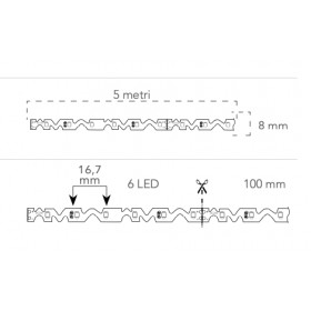 Led strip coil 300 led 5 meters 6000k ip67 60w dc24v