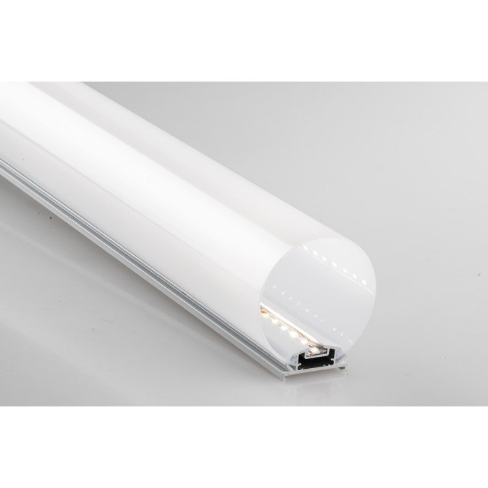 Diffuseur en opale blanche profil de tube argenté avec...