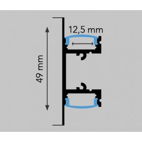 Smoke diffuser black profile with caps and brackets included 200x4,9x125cm