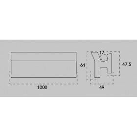 Gipsprofil für Bi-Emissions-LED inklusive Aluminiumkern und PC-Diffusoren 1000 x 61 x 41 mm