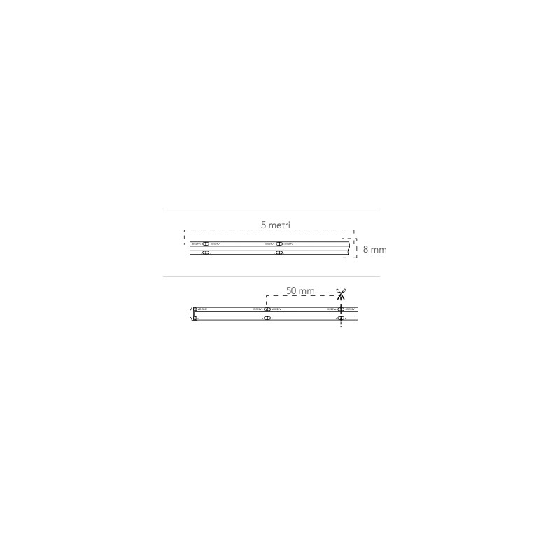 Led strip cob dc24v in kapton 480 led/m 15w/m...