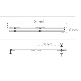 Led strip cob dc24v in kapton 480 led/m 15w/m 1700lm/m 4000k or 8/500cm