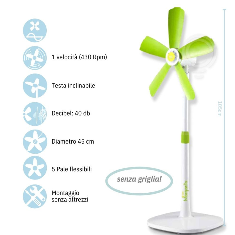 Ventilatore a piantana con 5 pale sicure e...