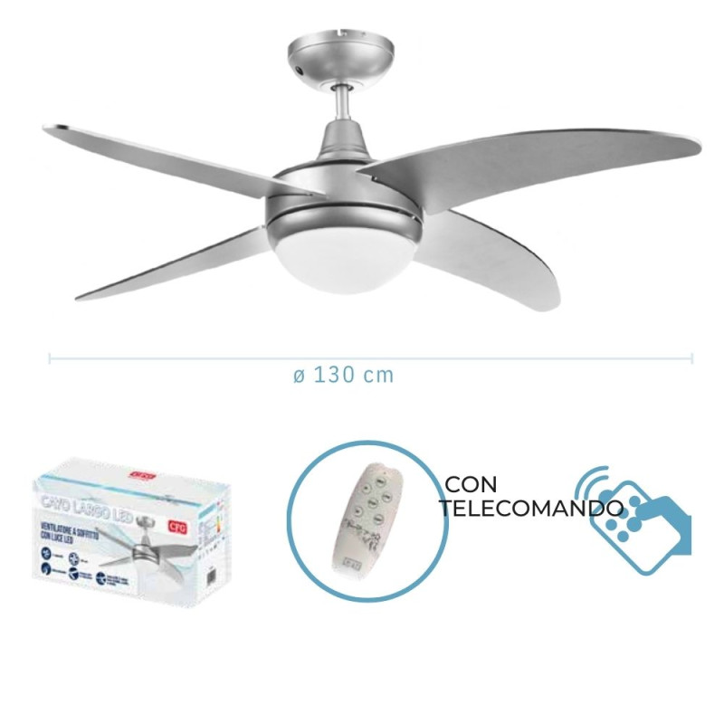 Deckenventilator mit LED-Licht, 3 Farben, D130...