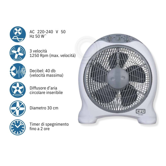 Ventilateur électrique box fan 3 vitesses d.30 timer 60... 2