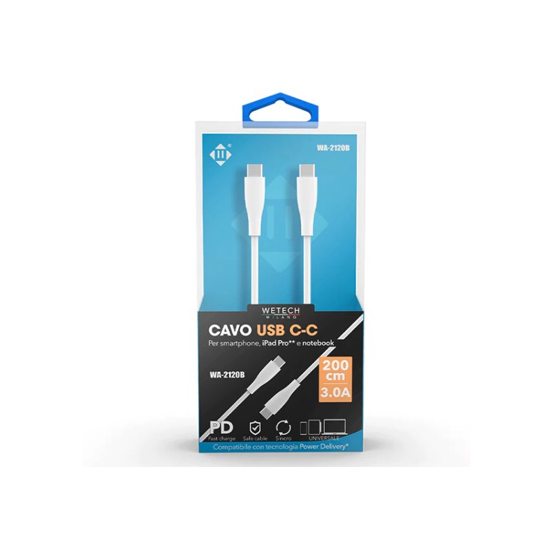 Cavo USB Type-C -C 2mt 3A WeTech Potenza e...