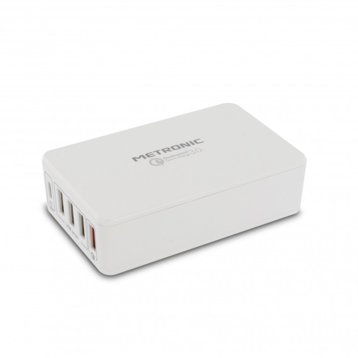 Chargeur secteur de bureau 5 sorties USB - blanc