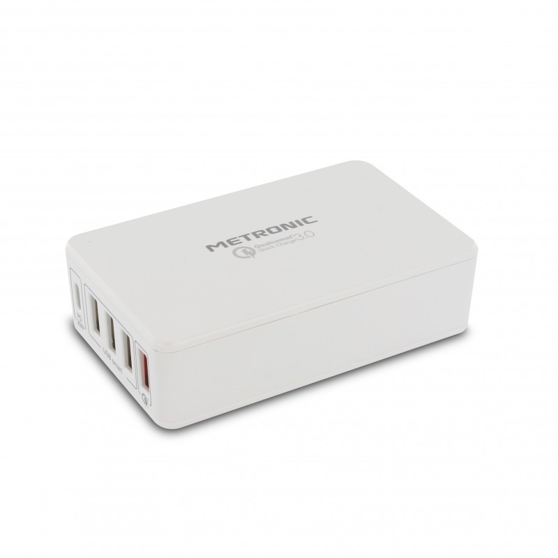 Chargeur secteur de bureau 5 sorties USB - blanc