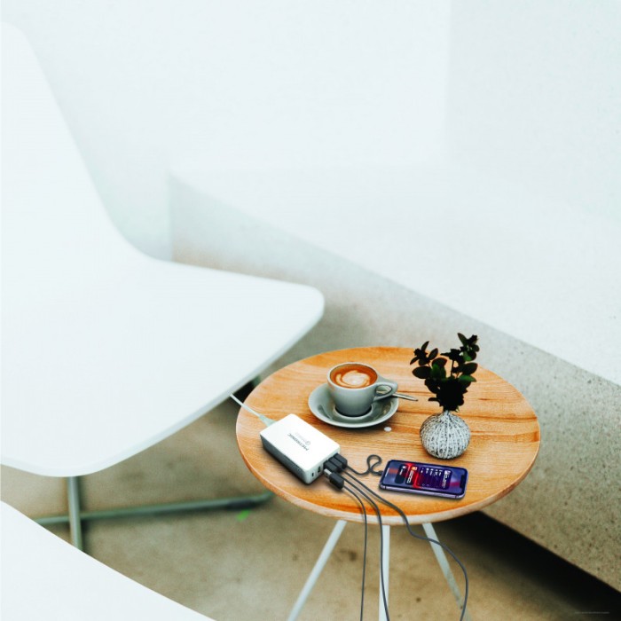 Caricatore da rete da tavolo 5 uscite USB - bianco  2