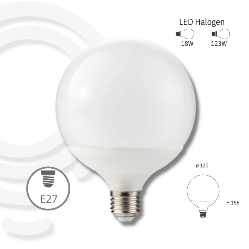 Globe led bulb e27 18w 1850lm 6500k 120x156mm...