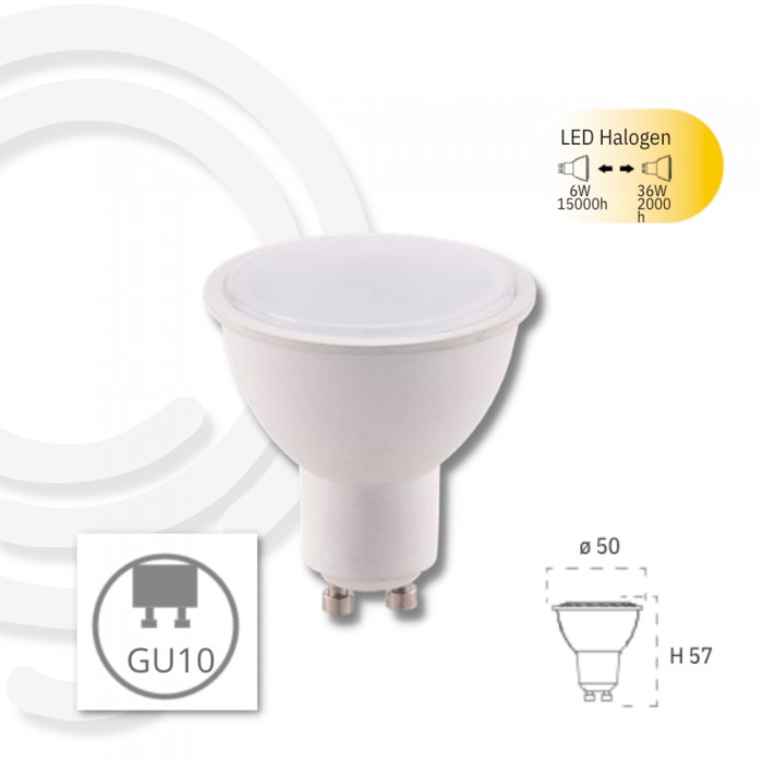Ampoule led gu10 6w 490lm 4000k 50x57mm 15000h cri80