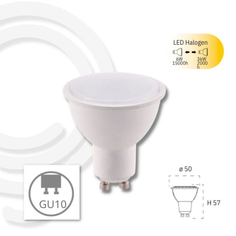 Lampadina led gu10 6w 490lm 4000k 50x57mm...