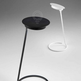 Lampe de table rechargeable avec piles en métal peint en blanc et ABS pour une utilisation intérieure et extérieure