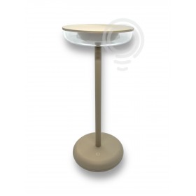 Lampe de table rechargeable avec piles en métal peint sable et Abs pour usage intérieur/extérieur