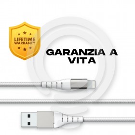 Rugged USB A/Lightning Cable 2m 2.4A White Force Power Lite Lifetime Warranty