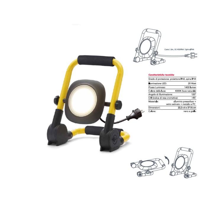 Projecteur de chantier extérieur 20w LED 1400lm IP65 