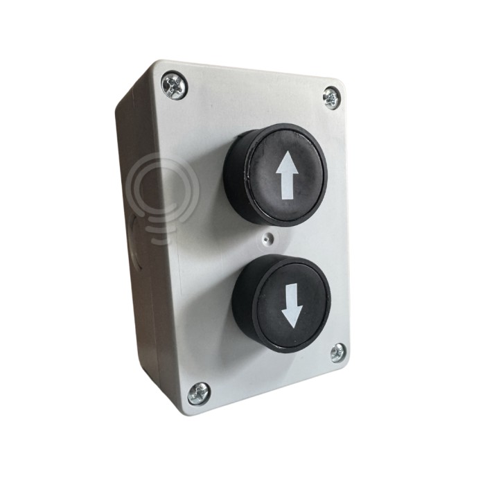 2 buttons flush with vertical arrow ring, 2 holes, with...