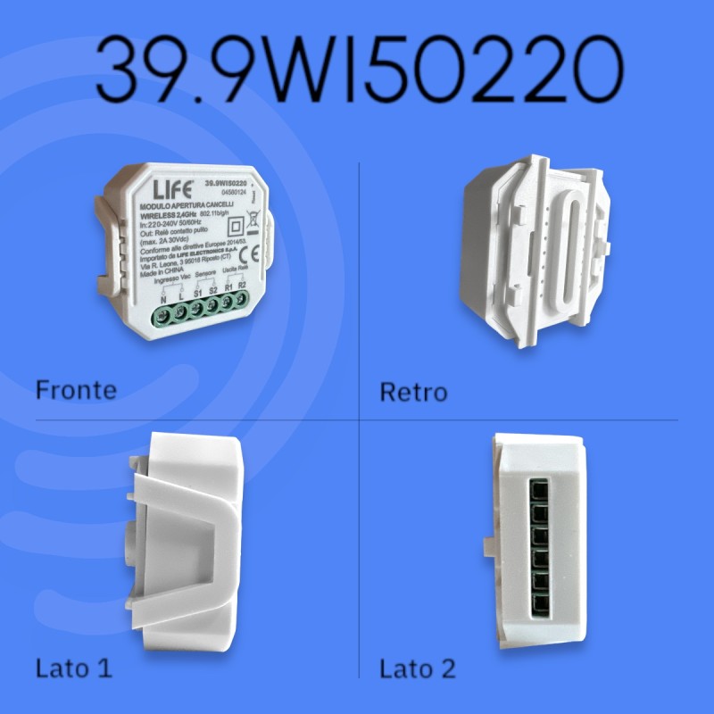 Modulo apertura cancelli ed elettroserrature relè smart contatto pulito 2A 220v 