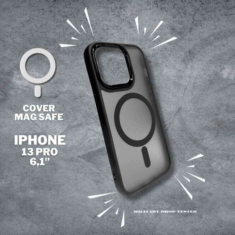 Coque mate avec MagSafe pour iPhone 13 pro noir...