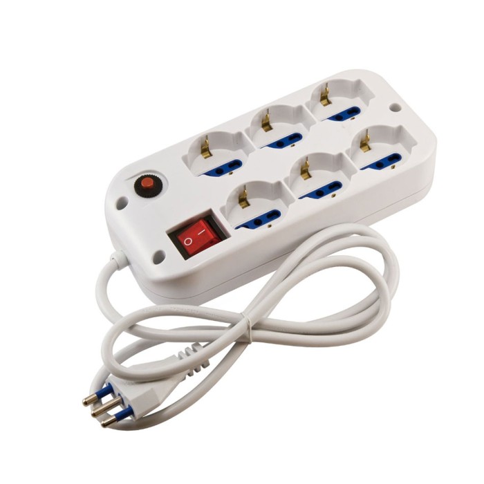 Presa multipla elettrica quadra 6 uscite universali...