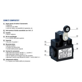 Fin de course avec levier cdr 18 réinitialiser ip65-67 slim ac15 4000v 4a  