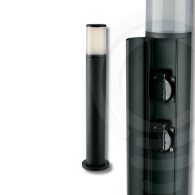 Led-hub anthracite led pole 13w 1440lm 4000k ip54 2 schuko sockets 2500w 13x65cm
