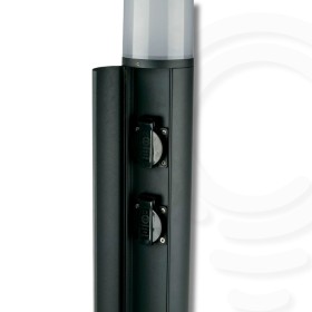 Led-hub anthracite led pole 13w 1440lm 4000k ip54 2 schuko sockets 2500w 13x65cm