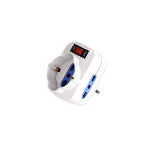 Adattatore triplo con interruttore 3 prese bipasso + 1 unel universale