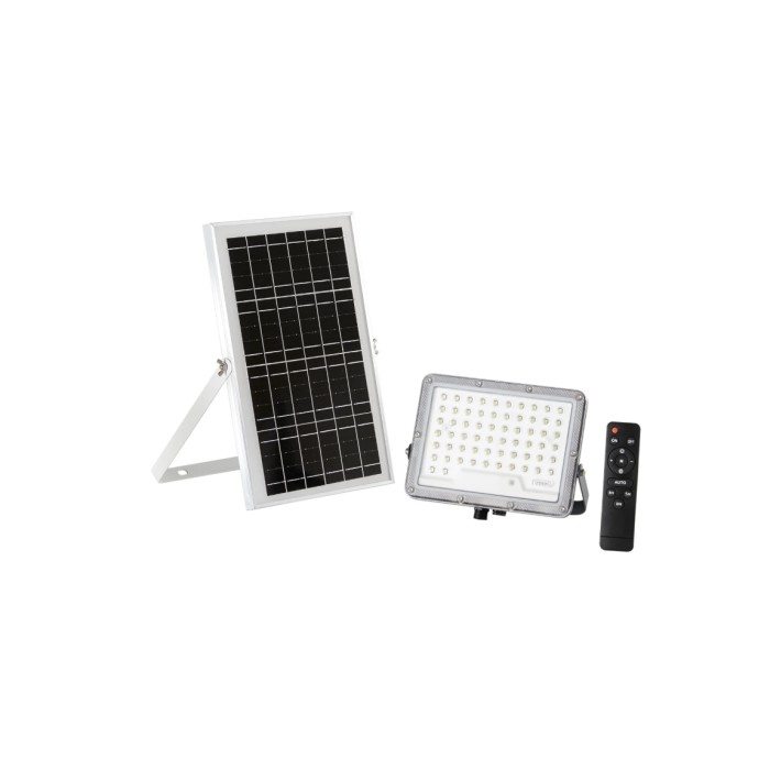 Proiettore 1800lm 4000k con pannello solare batteria 3.2v 15ah ip65 24 25x4 77x21 9cm