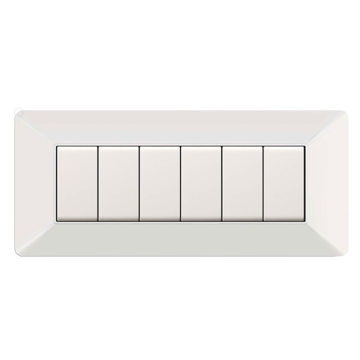 Placca coprinterruttore 6 moduli colore bianco compatibile matix