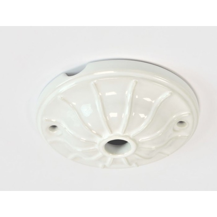 Rosone in pocellana bianco d.70x20mm 1 foro vintage illuminazione isol24