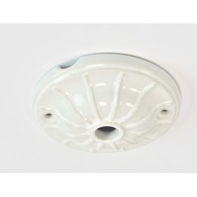 Rosone in pocellana bianco d.70x20mm 1 foro vintage illuminazione isol24
